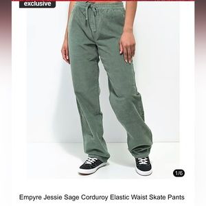 Empyre Jessie Sage Corduroy Elastic Waist Skate Pants